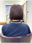 オレンジブラウン/ミニボブ/縮毛矯正/切りっぱなしボブ/柏美容室