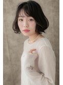 シースルーバング暗髪くせ毛風小顔ウルフボブY大宮20代30代40代