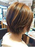 タイト毛束ショートボブ髪質改善ブリーチなしベージュカラー