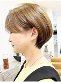 丸みショート 30代40代50代60代ヘア 白髪ぼかし 西宮ショート