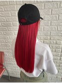 シールエクステ☆エクステ/赤/red/ロング
