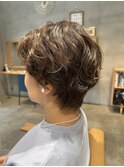 ゆるふわショートボブパーマ 30代40代ショート