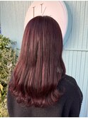ブリーチなしカシスレッドカラー♪
