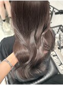 M黒髪小顔ヘアオリーブグレー艶髪クラゲヘアーココアベージュ