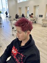 ロンド ラマ 岐阜(Lond bla-ma) 刈り上げスパイキーショート×ピンクカラー【Lond伊藤メンズ】