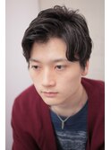 七三サイドパートかき上げヘア無造作くせ毛風パーマ