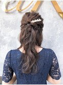 マロンベージュAラインボブドレスヘアかきあげロング