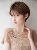 大人可愛い20代30代40代黒髪前下がりショートボブ丸みショート◎