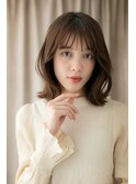 暗髪シースルーバング小顔外ハネミディアムTb2浦和20代30代40代