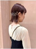 ボブアレンジ　金ピン金箔　お呼ばれヘア　ヘアセット