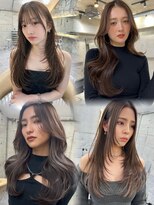 サイン 渋谷(SIGN) 韓国ヘアーハッシュカットレイヤーカットグレージュブリーチ無し