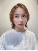 ベージュカラーロングウルフレイヤー似合わせ顔周りカット