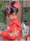 七五三　日本髪ヘアセット　キッズヘアアレンジ　着物