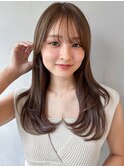 小顔カット前髪エアリーカールナチュラルカールワイドバング