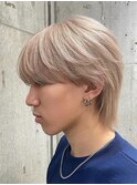 メンズブリーチカラーミルクティーベージュカラーダブルカラー