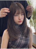 美髪レイヤーカット/顔まわりレイヤー/くびれミディアムレイヤー