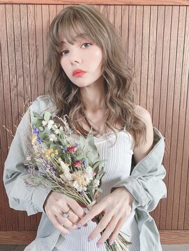 ジーナ 船橋(Zina) 小顔セミウェットウェーブピンクベージュハイライトカラー