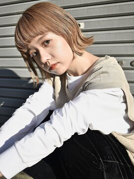 ブゾン(buZon) 切りっぱなしボブ×ミルクティーベージュ