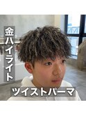 ツイストパーマ/ハイライトカラー/マッシュ/ツーブロック