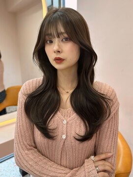 ボタン シブヤ(VOTAN SHIBUYA) 韓国ヘア/顔まわりカット/くびれヘア/前髪あり/グレージュカラー