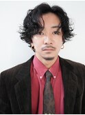 センターパートダークアッシュブラックカルマパーマ0601