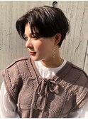毛流れパーマ　ハンサムショート