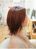 赤みブラウンで大人可愛く♪レイヤー×外ハネボブ