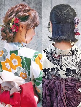 ヘアセットサロン プティ 神戸三宮(petit)の写真/【三宮3分】花火大会*浴衣着付け可能!《着付け￥3700～》夏祭り・結婚式など大事な行事はpetieで!