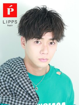 リップス 天神(LIPPS) ツイストパーマツーブロック刈り上げマッシュアップバングヘア