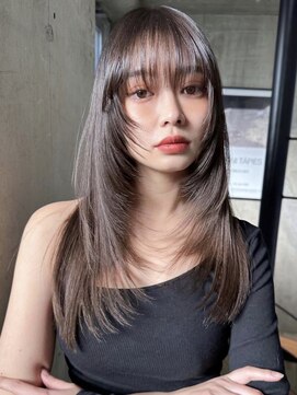 サイン 表参道(SIGN) 顔周りミディアムレイヤーカットブリーチ無し髪質改善ボブ表参道