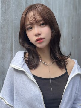ソラ 広尾店(SORA) ミディアムレイヤー/顔周りカット/ウェーブ巻き