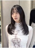グレージュブラウン/ミディアムレイヤー/韓国/顔周りカット/0615