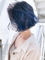 ネイビーグラデーション_セシルカットフリンジウェーブ_ba295173