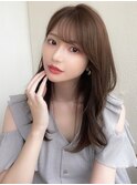 大人かわいい小顔セミロングレイヤーカットAライン