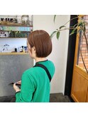 春ショート×ぱつっとボブ×オレンジベージュ