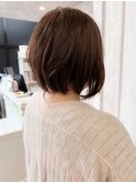 小顔補正立体カット福山市caary小顔ボブ　ショートヘア30代40代