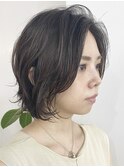 天神大名ミディアムボブショートボブショートカット緩めパーマ
