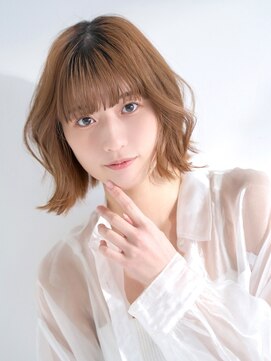 ラフィス ヘアー ピア― 高知店(La fith hair peer) 【La fith】ハイトーンカラー×くびれ外ハネボブ×重めバング