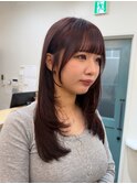 レイヤーカット/顔周りカット/ボルドーカラー