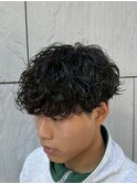 シャドウパーマラウンドマッシュフェザーパーマメンズパーマ眉毛