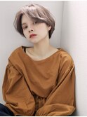大人可愛い前髪なしひし形耳掛けクールショートボブ20代30代40