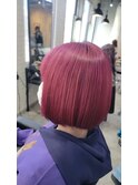 ツヤ感カラー＊ワンレンボブ＊ピンクガーネット【ZinaCENTRAL】