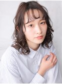 大人可愛い小顔美髪ツヤ髪ミディアムレイヤー薄めバングA10