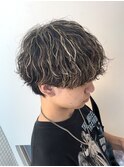 波巻きパーマ×ハイライトメッシュ