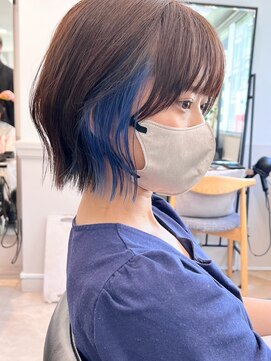 グラフ 銀座(GRAFF) イヤリングカラーインナーカラーボブ20代