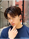 艶センターパートスペインカールブルーブラック韓国マッシュ