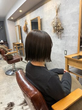 仙台駅前＊透明感ベージュ×ミニボブ