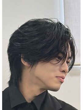 バース 河原町店(BIRTH) 韓国へアカルマパーマワックスなしセンターパート黒髪ウルフ