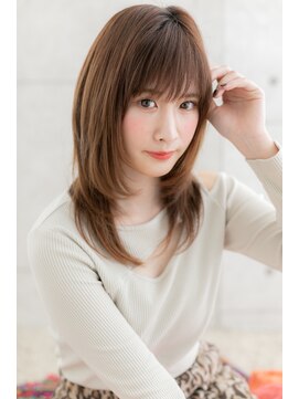 ヘアアンドビューティー ミック(Hair & Beauty miq) シースルーバングが大人かわいいレイヤーミディアムb