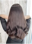 小顔セミウェットウェーブ　ピンクベージュハイライトカラー